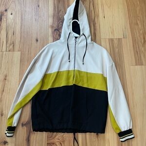 Zara Black and Cream Hooded Jacket